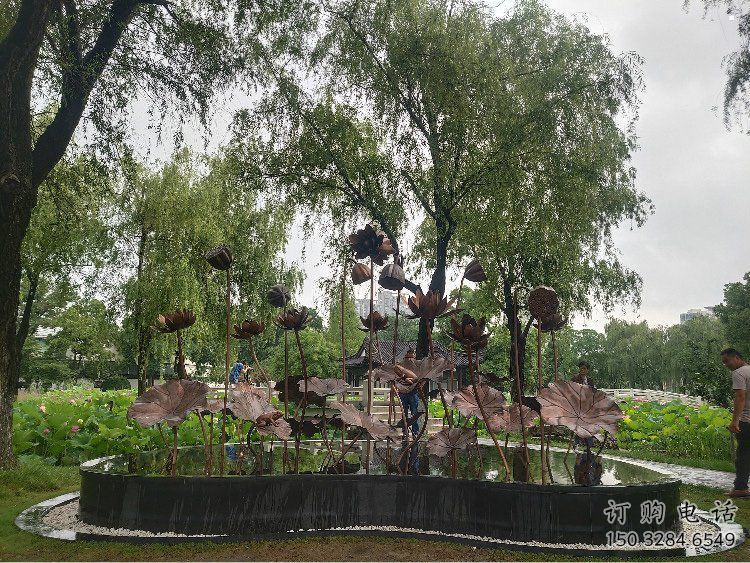 主題荷花雕塑供給，中式工藝，藝術銅荷花雕塑廠家精品