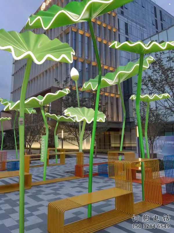 荷葉雕塑常用，鋼管組合，仿真荷葉雕塑廠家定價