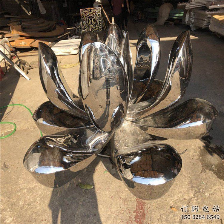 蓮花雕塑制作廠家，公園小品，鏡面蓮花雕塑優選