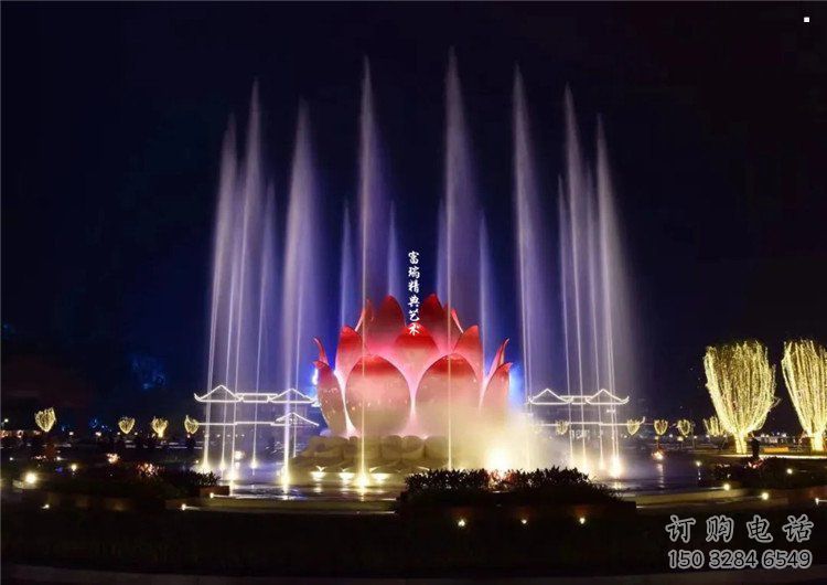 蓮花雕塑廠家，彩鋼制作，大型蓮花噴泉雕塑定做