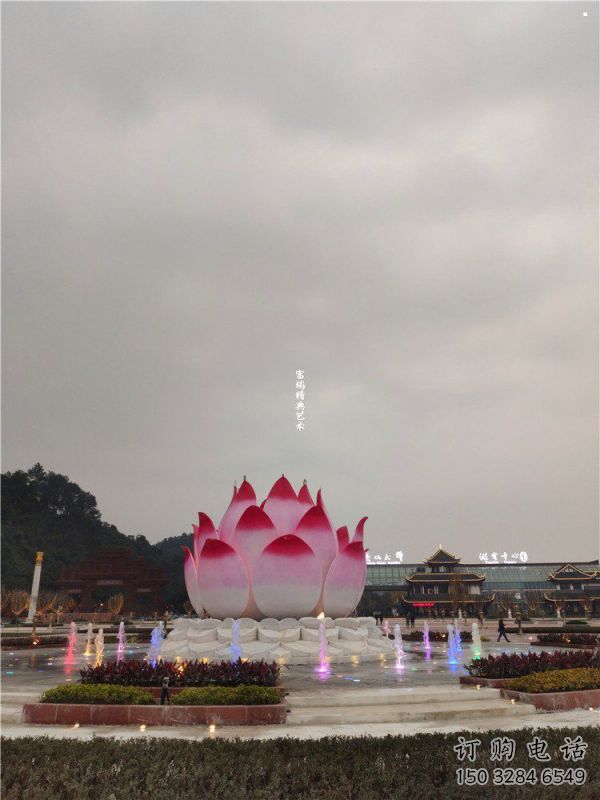 蓮花雕塑承接，街道標識，彩繪蓮花噴泉雕塑供應廠家