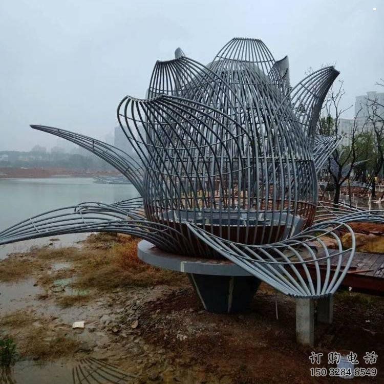 鏤空蓮花雕塑廠家，景區雕塑，景觀燈光蓮花雕塑指用
