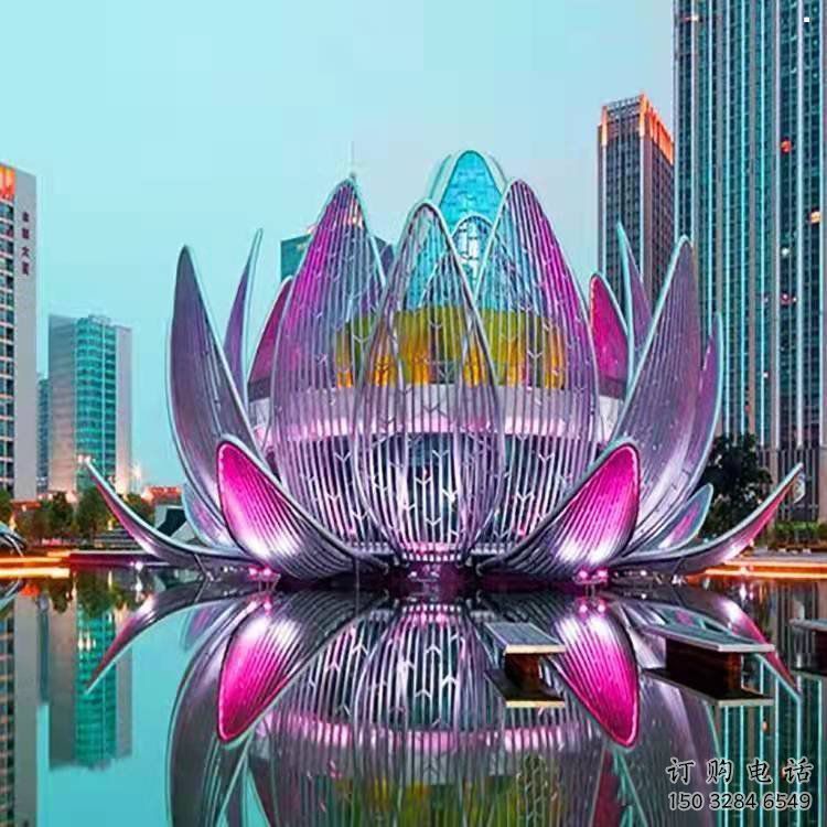 鏤空蓮花雕塑特供，酒店擺件，美陳燈光蓮花雕塑訂做