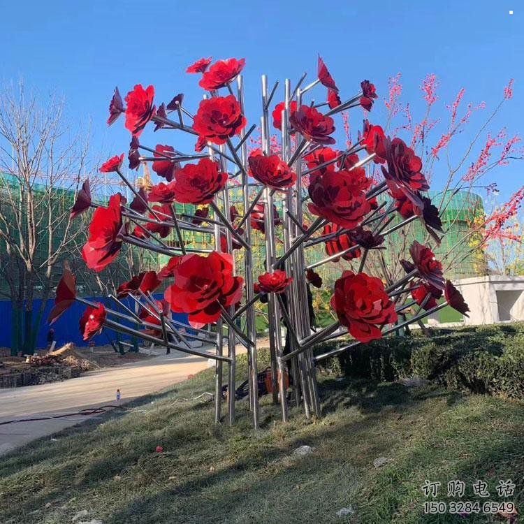 玫瑰花雕塑觀賞型，戶外雕塑，不銹鋼玫瑰花雕塑供給