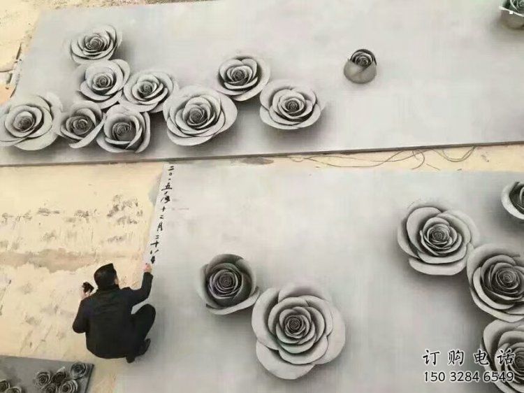 制造月季花雕塑精選，室外雕塑，不銹鋼月季花雕塑制作廠家