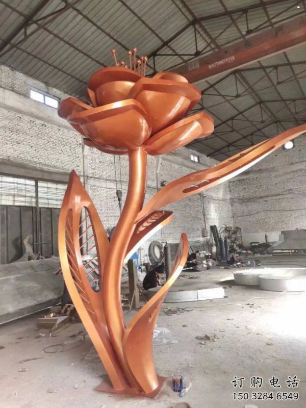 月季花雕塑常用，街道標識，廣場不銹鋼月季花雕塑常用