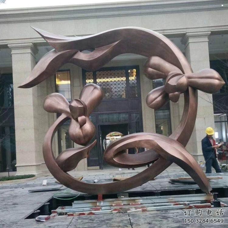 蘭花雕塑工程供應(yīng)，美陳雕塑，鑄銅蘭花花朵雕塑廠家