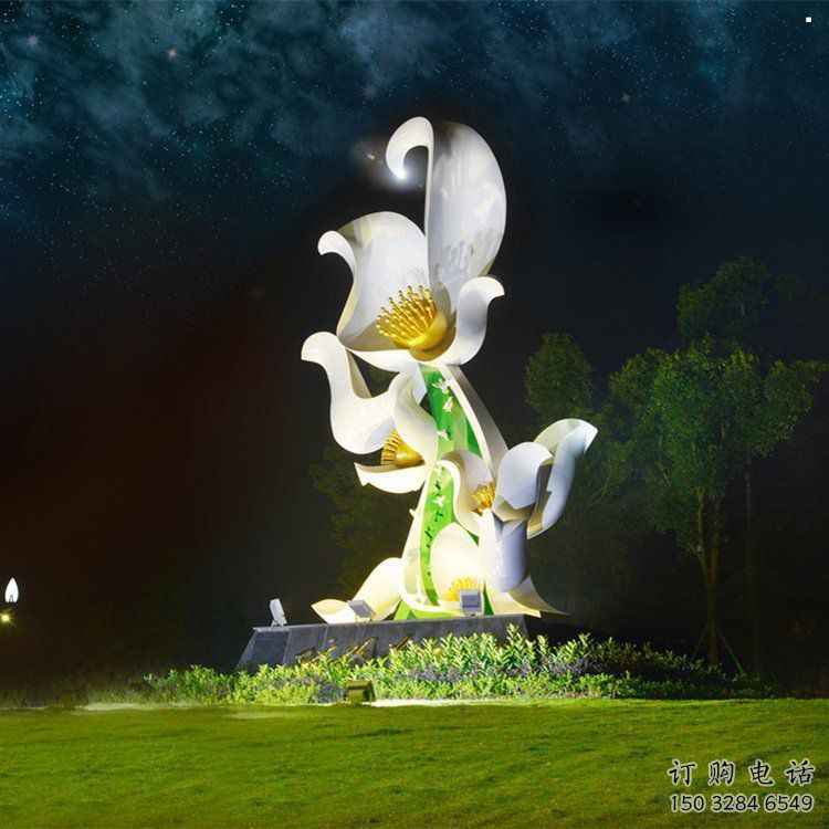 蘭花雕塑精選，美陳雕塑，鍛鋼蘭花花朵雕塑通用