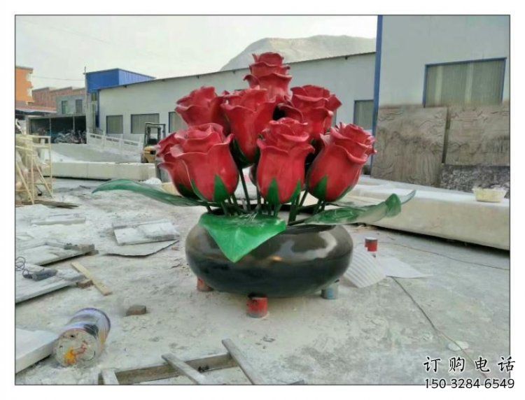 大型玫瑰花朵雕塑定制，多彩藝術，景觀玫瑰花朵雕塑定價