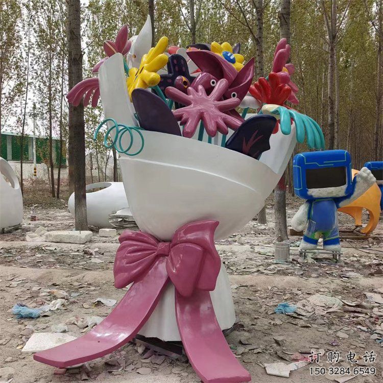 花朵雕塑承接，廣場系列，彩繪郁金香花朵雕塑標準