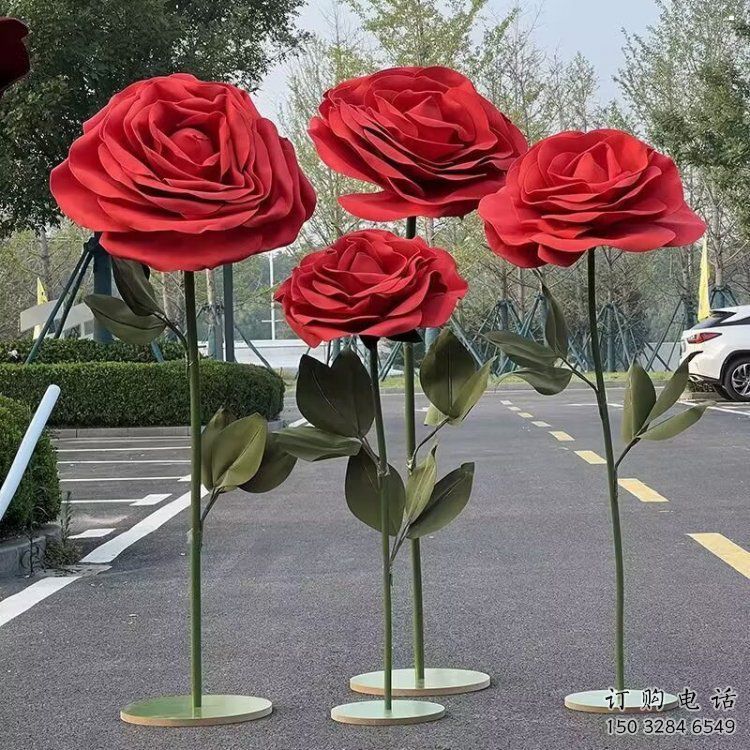 花朵月季雕塑供求，村標概念，景觀月季花朵雕塑通用