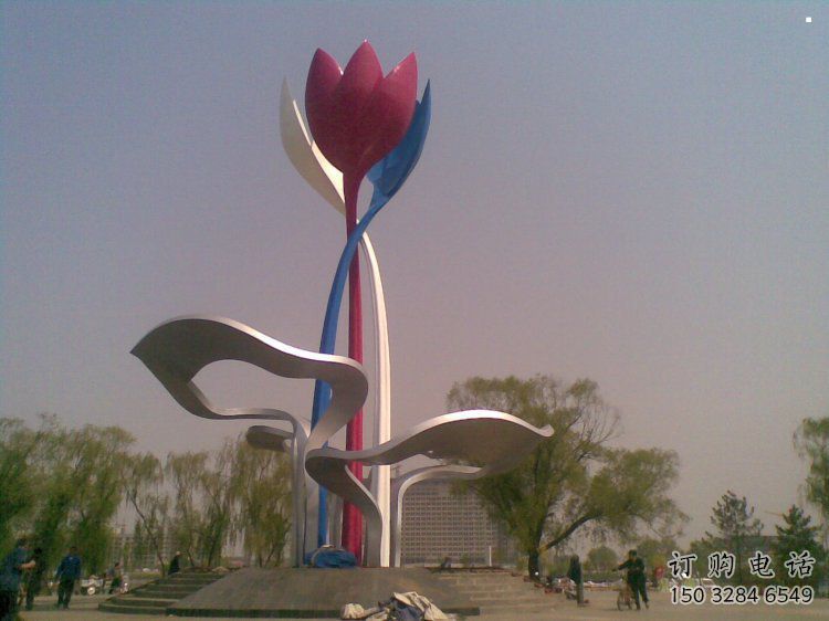 蘭花雕塑供求，村標概念，不銹鋼蘭花雕塑制作廠家