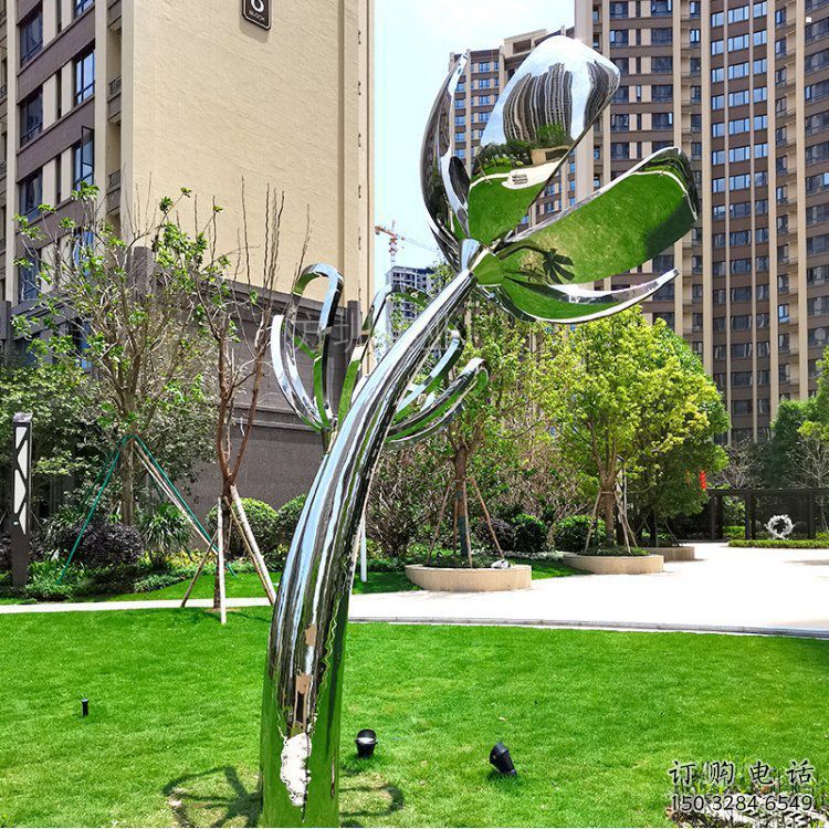 百合花雕塑服務商，美陳雕塑，不銹鋼百合花雕塑廠