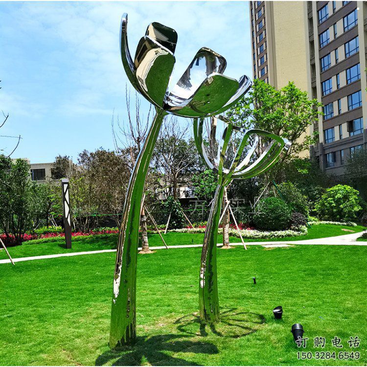 百合花雕塑優選，陸地擺件，不銹鋼百合花雕塑廠家供應