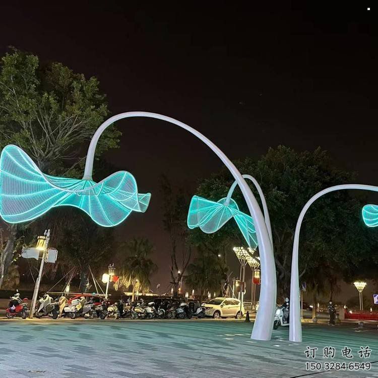 燈光花傘雕塑選用，廣場雕塑，不銹鋼花傘雕塑廠家