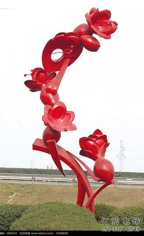 石榴花雕塑廠，景區(qū)雕塑，不銹鋼石榴花雕塑提供