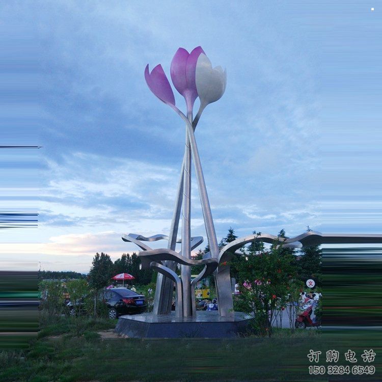 制造山茶花雕塑廠家，鋼管組合，不銹鋼山茶花雕塑制作