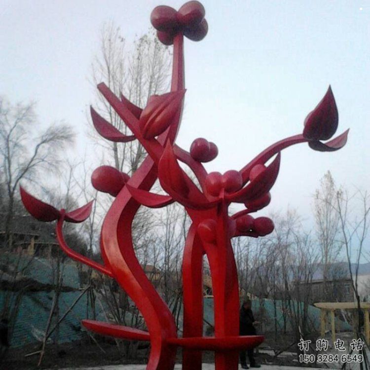 石榴花雕塑精品，景觀雕塑，不銹鋼石榴花雕塑生產商