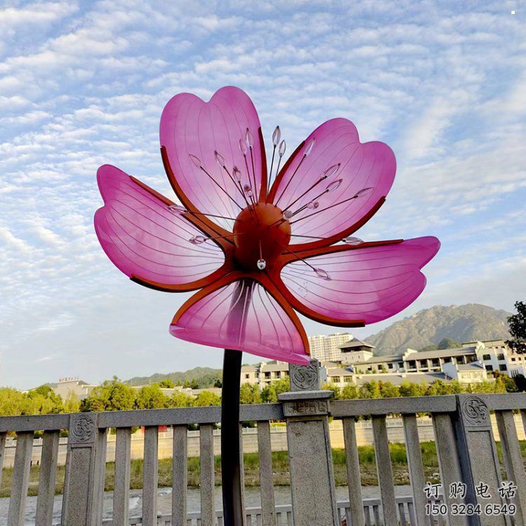 桃花雕塑生產廠家，村標概念，烤漆桃花雕塑承接
