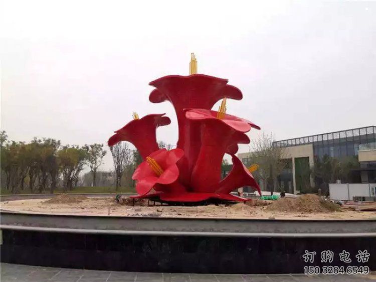 烤漆梧桐花雕塑制造商，室外軟裝，景觀梧桐花雕塑制作廠家