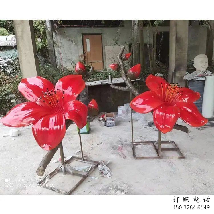 梧桐花雕塑優選，室外雕塑，彩繪梧桐花雕塑廠家優選