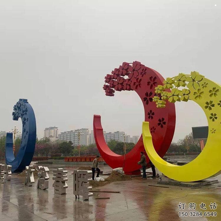 櫻花雕塑制造商，美陳雕塑，不銹鋼櫻花雕塑訂做廠家