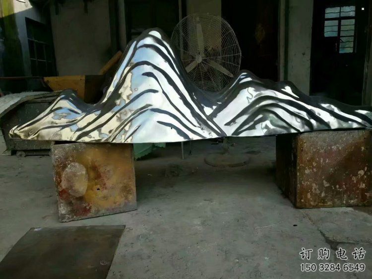 小區假山雕塑，拉絲景觀雕塑，抽象效果