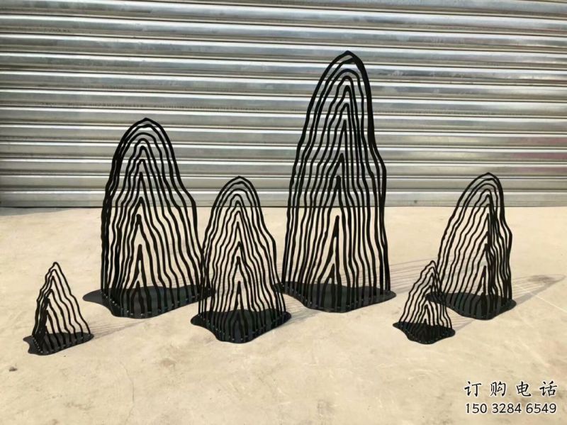 園林假山雕塑，噴漆景觀雕塑，網格形式