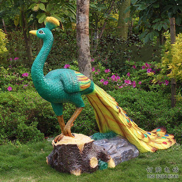彩繪孔雀雕塑訂做，街景小品，戶外仿真孔雀雕塑制作?