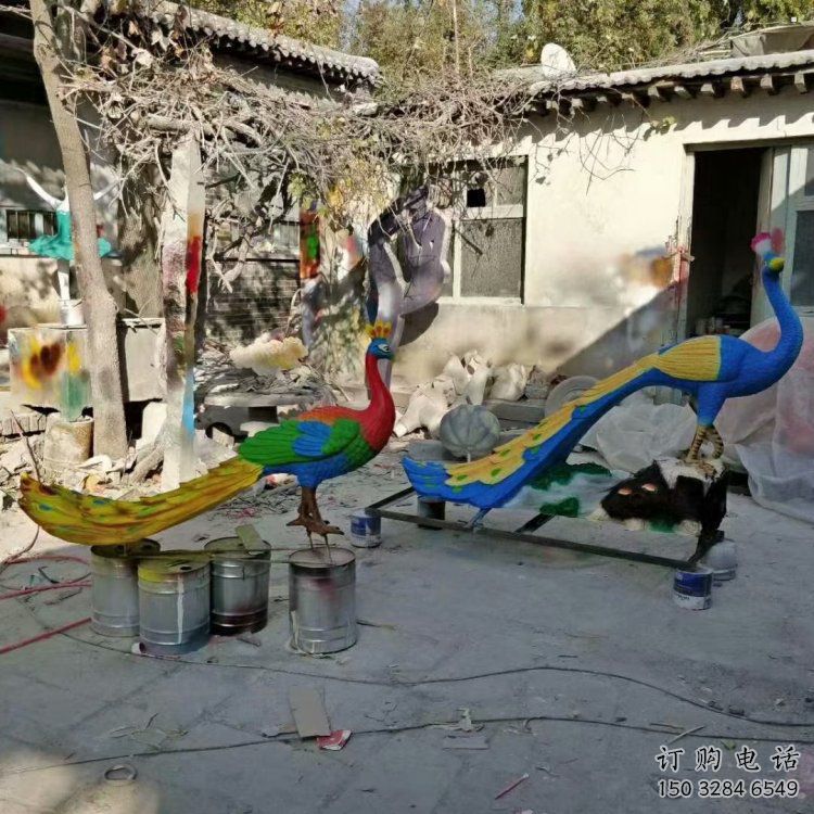彩繪孔雀雕塑觀賞型，廣場(chǎng)系列，仿真孔雀雕塑優(yōu)選