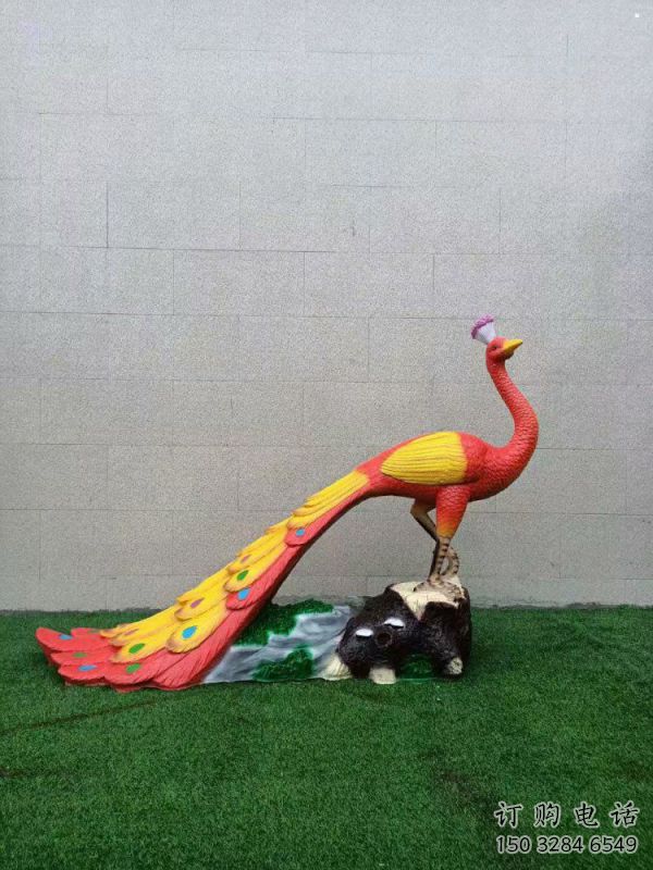 門口彩繪孔雀雕塑點擊，地標擺件，仿真孔雀雕塑廠家