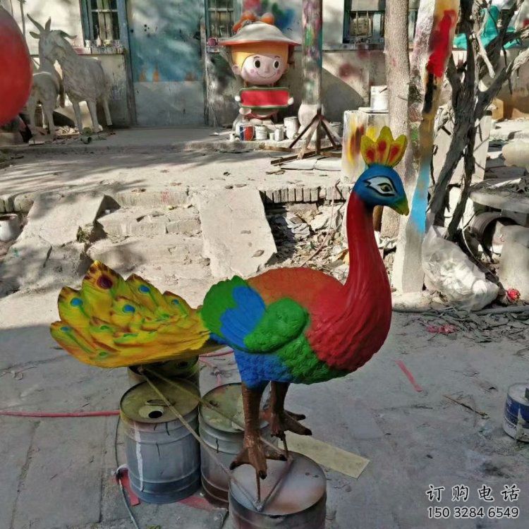 中式彩繪孔雀雕塑，廣場系列，仿真孔雀雕塑供需?