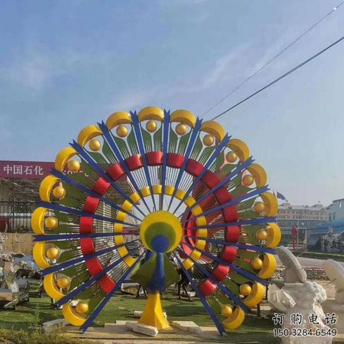 孔雀開屏雕塑訂做，室外軟裝，孔雀開屏雕塑供應