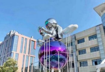 地球雕塑指用，景觀雕塑，不銹鋼地球天使雕塑點擊