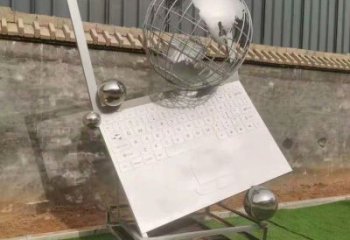 地球儀雕塑訂做，景區雕塑，鏡面筆記本地球儀雕塑廠家
