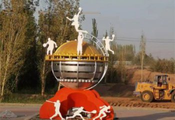 地球儀雕塑廠家，標識雕塑，地球儀人物雕塑制作