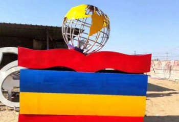 地球儀雕塑定制，中式工藝，烤漆書籍地球儀雕塑優(yōu)價