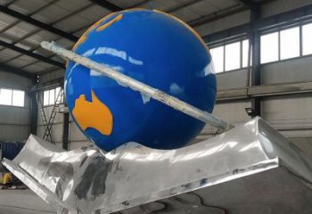 地球儀雕塑選用，小區(qū)擺件，大型書籍地球儀雕塑廠家