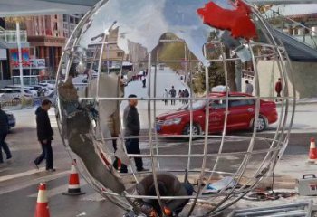 地球儀雕塑供需，標(biāo)識雕塑，鏡面地球儀雕塑制造商