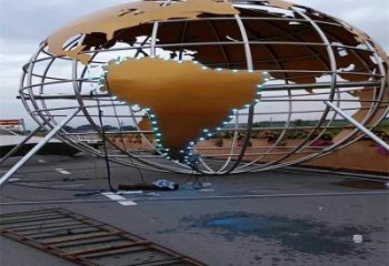 地球儀雕塑展品，景觀概念，鏤空鏡面地球儀雕塑優選