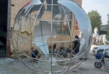 景區地球儀雕塑，鍍金歐式雕塑，鐵藝材質