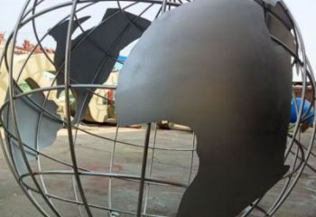 庭院地球儀雕塑，鍍金歐式雕塑，網格形式