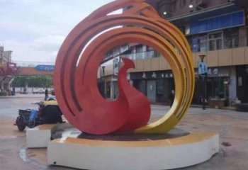 鳳凰雕塑供需，美陳雕塑，歐式圓環鳳凰雕塑廠家承接