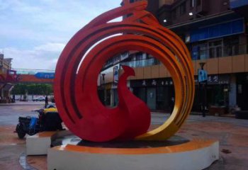 藝術(shù)鳳凰雕塑精選，街道標識，圓環(huán)鳳凰雕塑工程指用