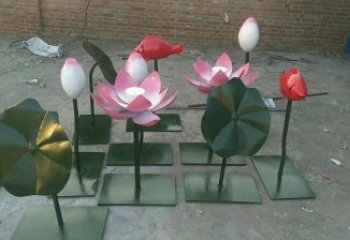 荷花雕塑制造，彩鋼構件，仿真荷花雕塑提供