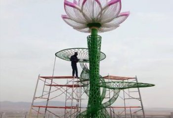 建筑荷花雕塑精選，露天雕塑，鏤空仿真荷花雕塑訂做