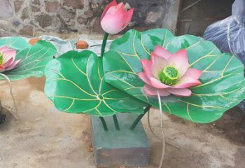 烤漆荷花雕塑制造商，室外軟裝，景觀荷花雕塑承接