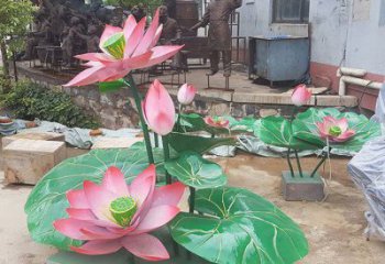 園林荷花雕塑標準，彩鋼制作，景觀荷花雕塑優價