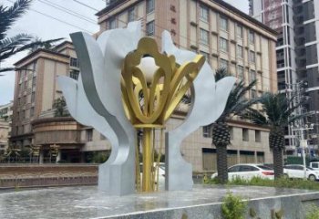 抽象荷花雕塑展品，小區雕塑，不銹鋼荷花雕塑制作廠家