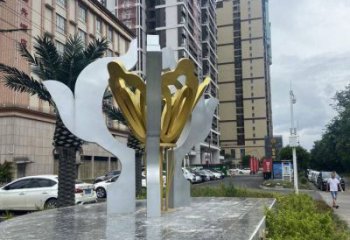 荷花雕塑常用，景觀概念，不銹鋼荷花雕塑廠家展品